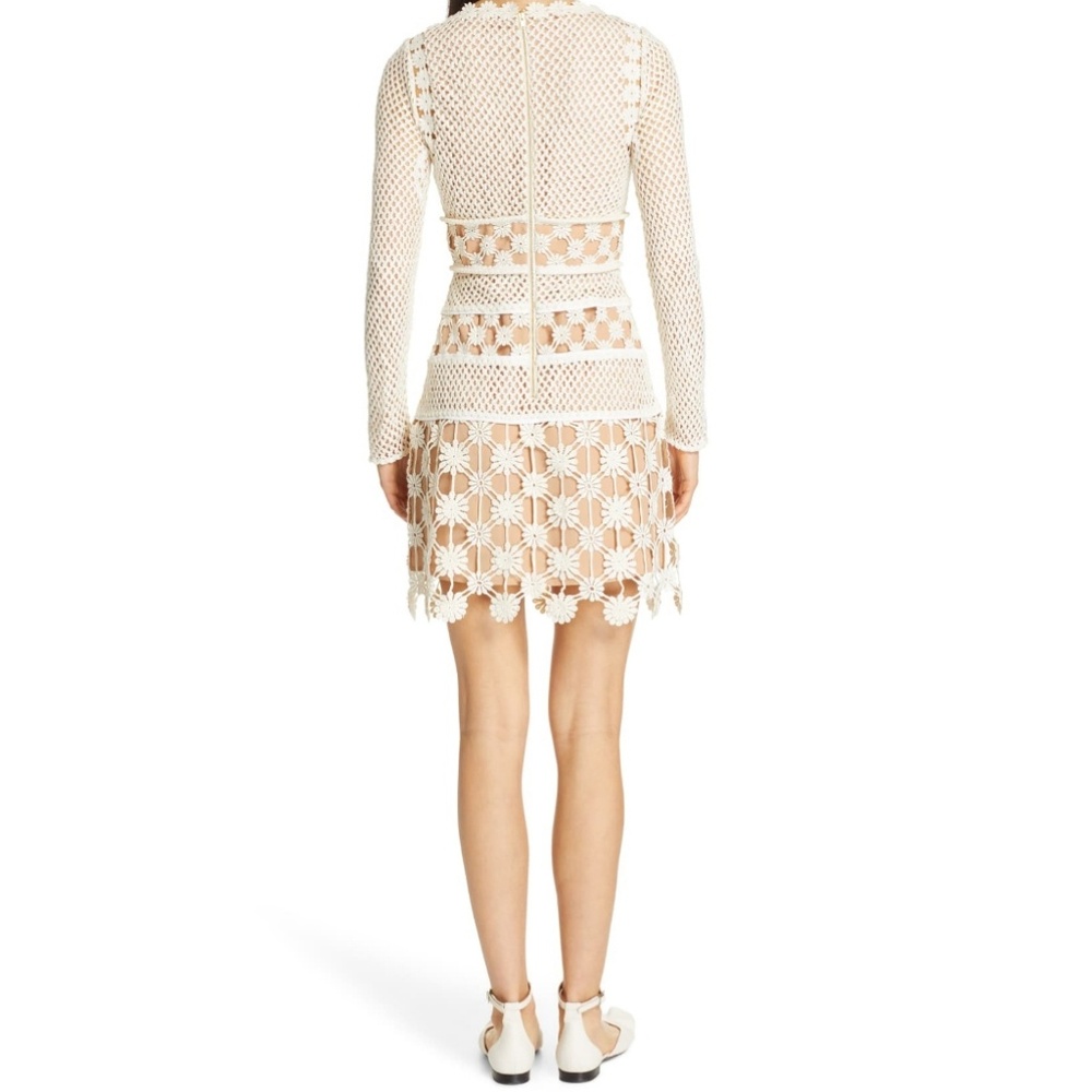 SELF-PORTRAIT Crochet Long Sleeve Mini Dress - Picture 3 of 7